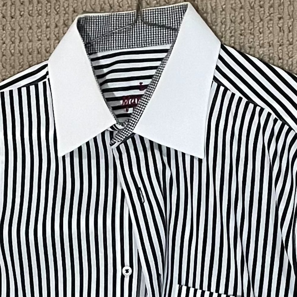 Marcello Sport Black and white Button Down Shirt